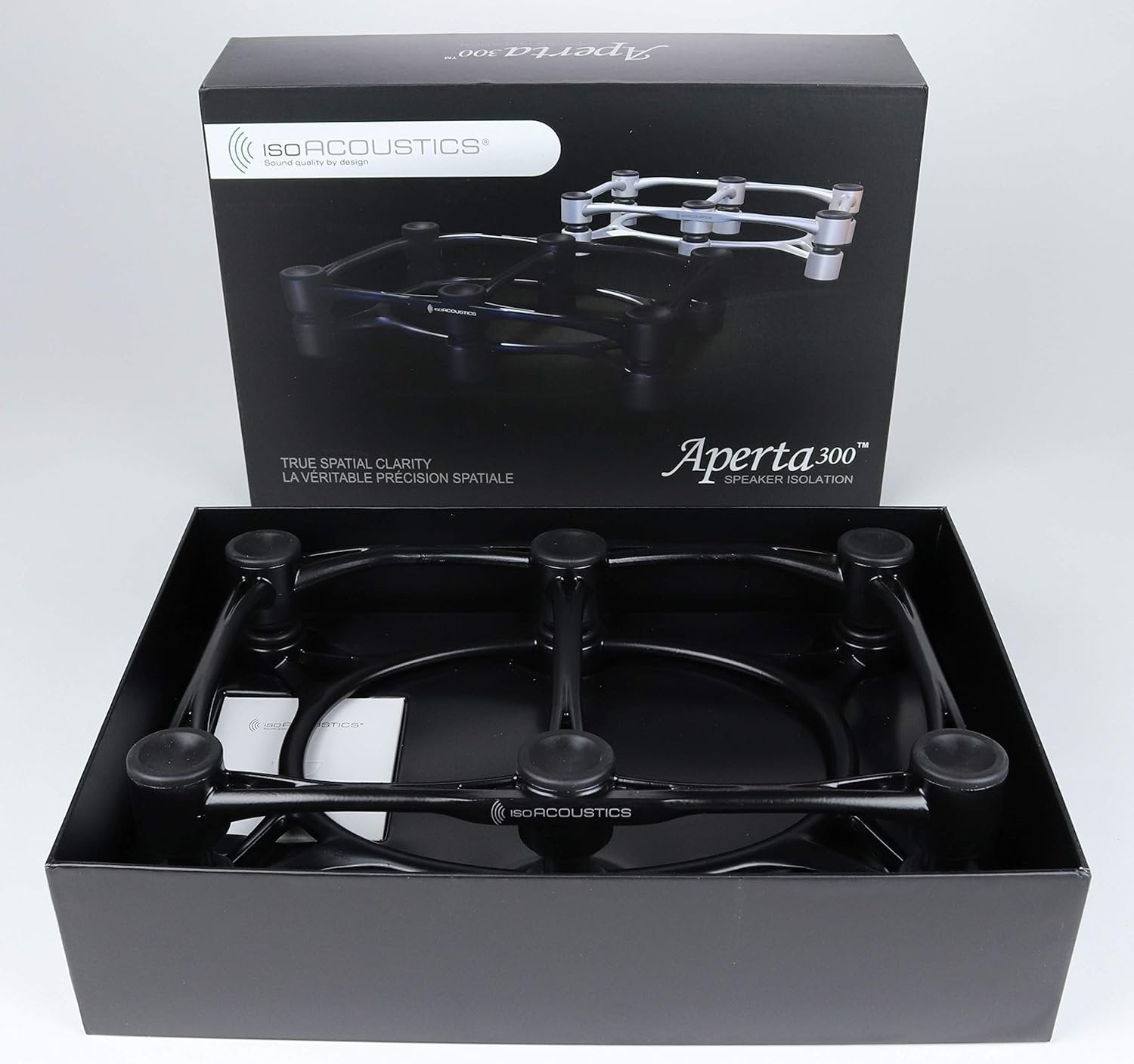 IsoAcoustics Aperta Series Isolation Speaker Stands with Tilt Adjustment: Aperta300 (11.8" x 7.9") Black (Single)