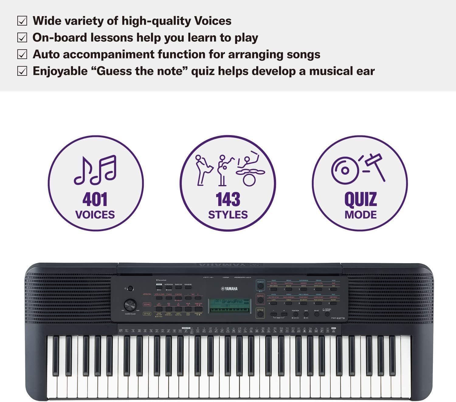 Yamaha PSR-E273 Portable Keyboard with PA130 Power Adapter