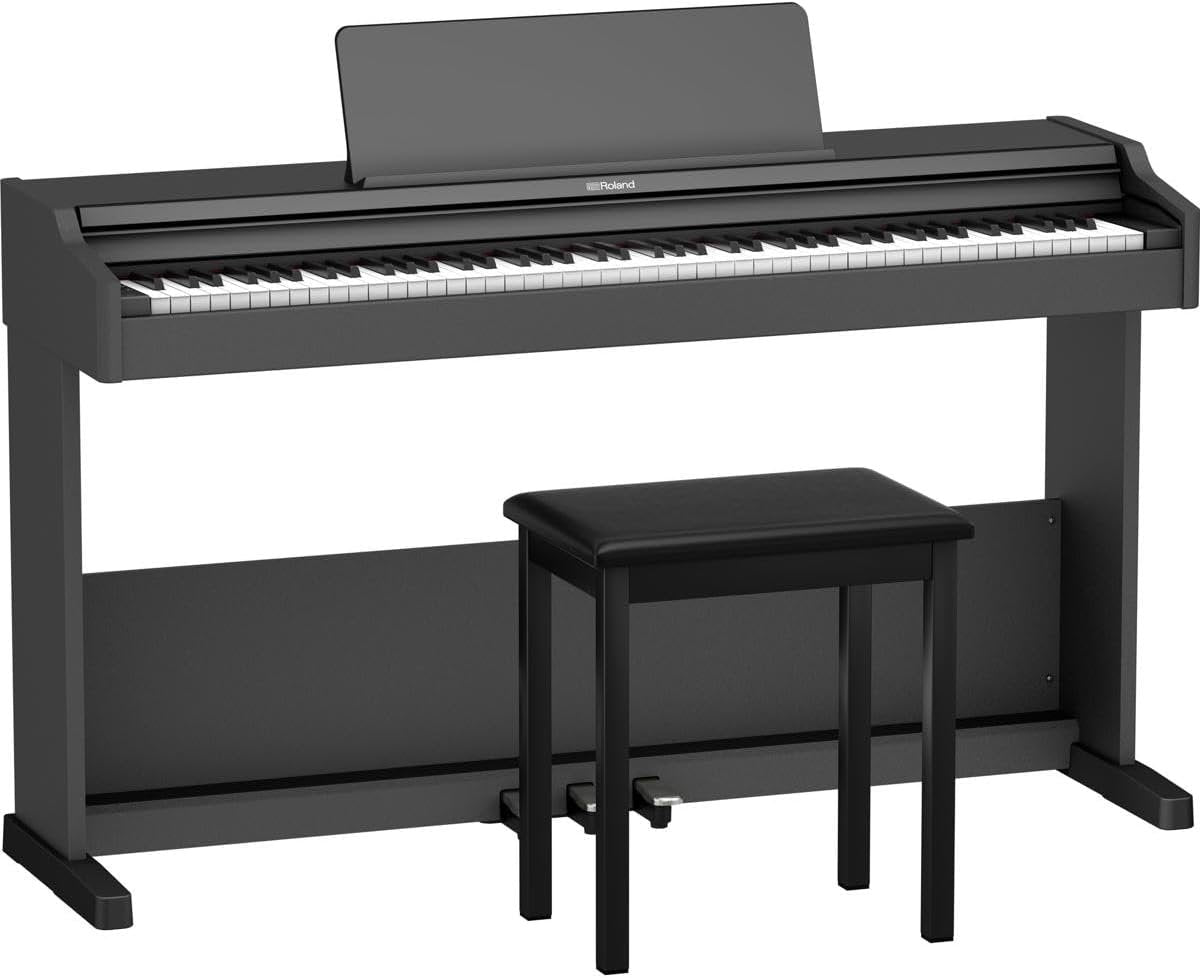 Roland RP107 Digital Compact and Affordable Home Piano with Traditional Upright Styling | Perfect for Beginners |Onboard Bluetooth & More,Black