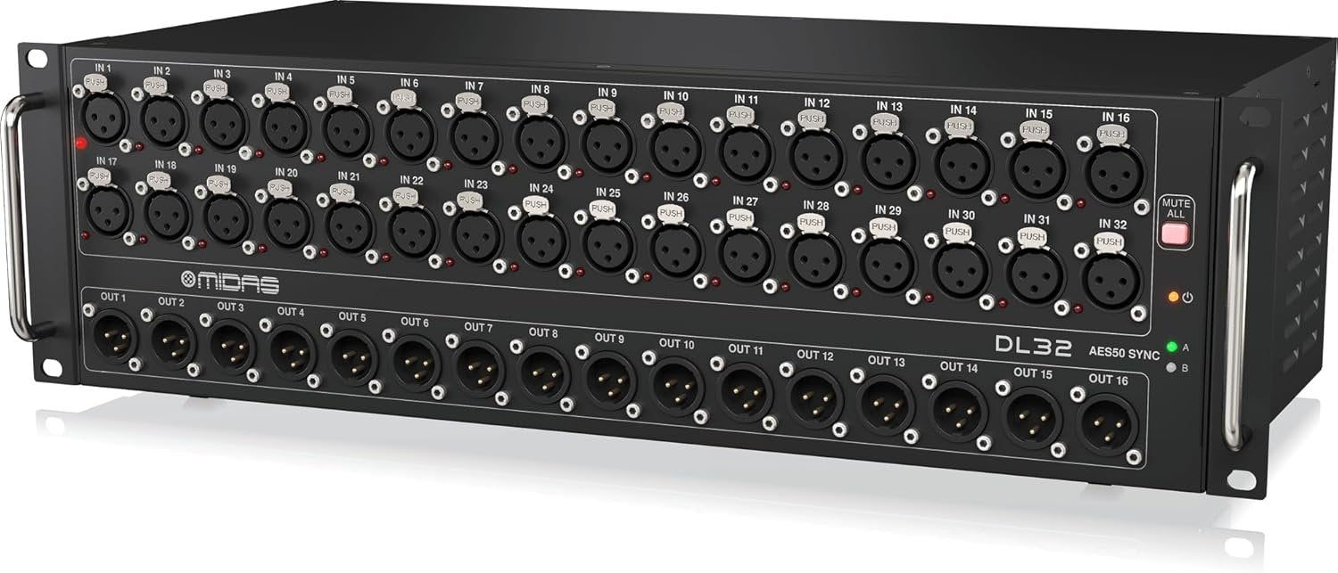 Midas DL32 32 Input, 16 Output Stage Box with 32 Midas Microphone Preamplifiers, ULTRANET and ADAT Interfaces
