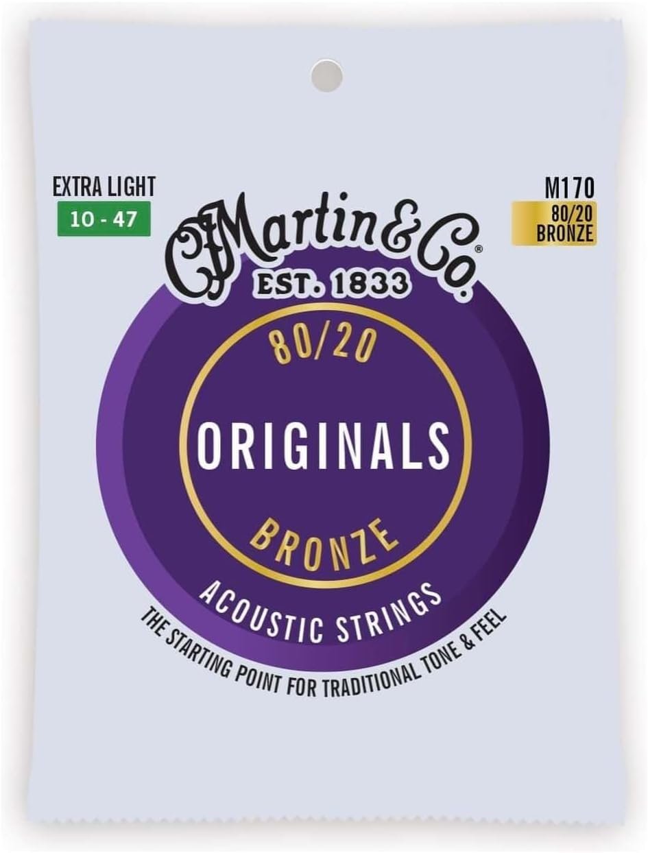 Martin Originals M170 Acoustic Guitar Strings, 80/20 Bronze Extra Light, (41Y20M170)