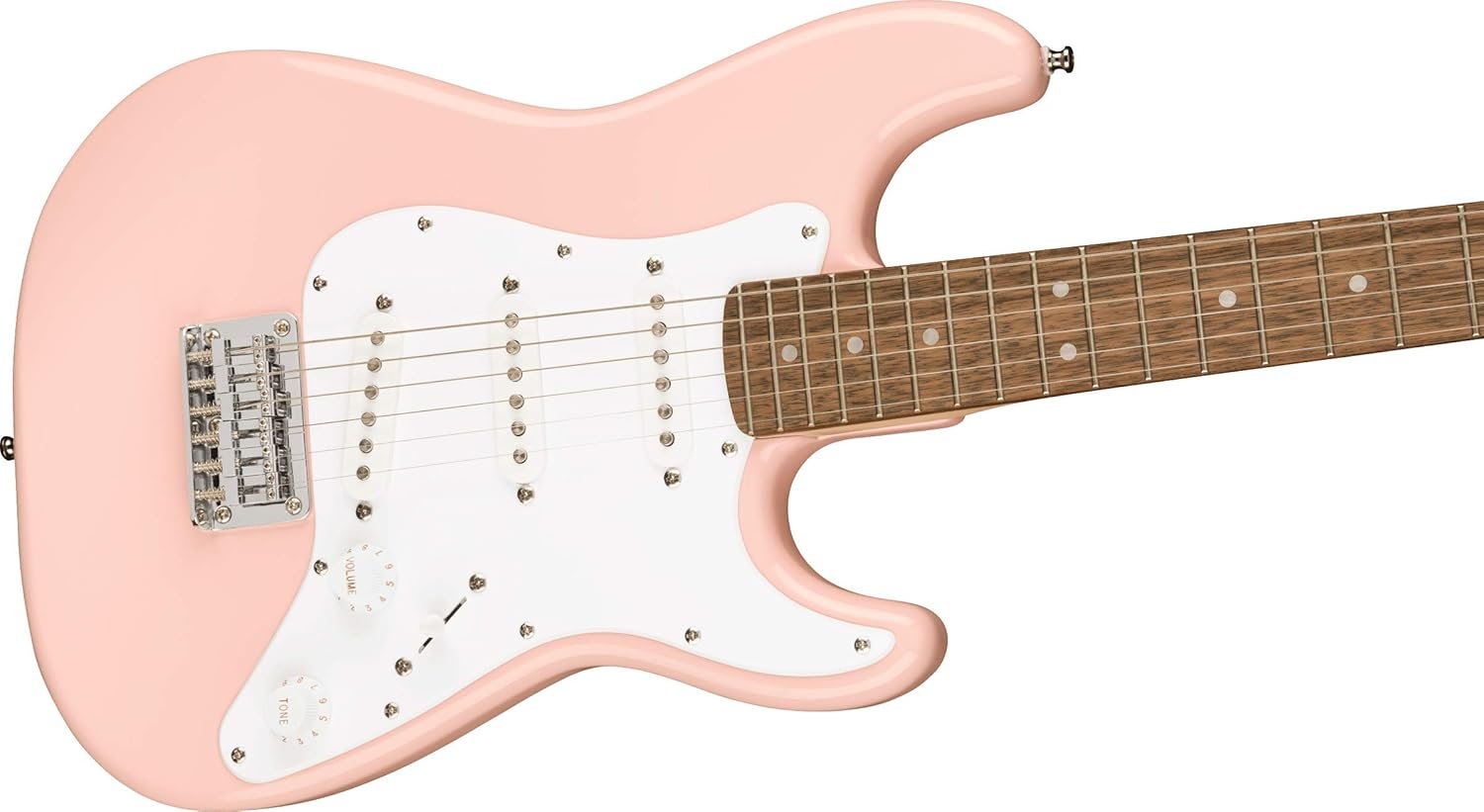 Squier Mini Stratocaster Electric Guitar, Shell Pink, Laurel Fingerboard