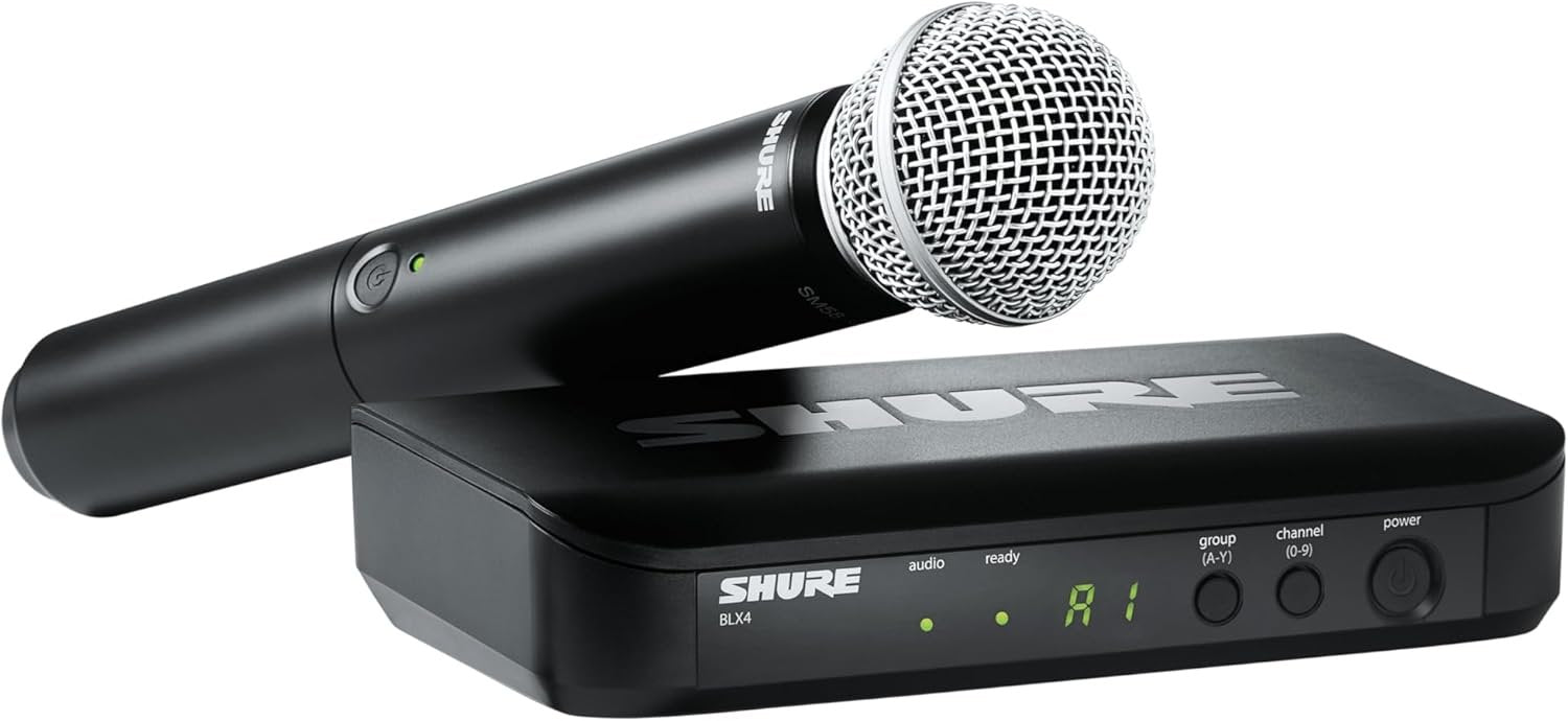 Shure BLX24/SM58 Wireless Microphone System - 14-Hour Battery Life, 300 ft Range, UHF | Includes SM58 Handheld Vocal Mic, Single Channel Receiver | H10 Band (BLX24/SM58-H10)