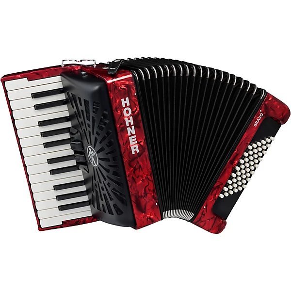 Hohner Accordions BR48R-N 26-Key Piano Accordion, 48 Bass, Red