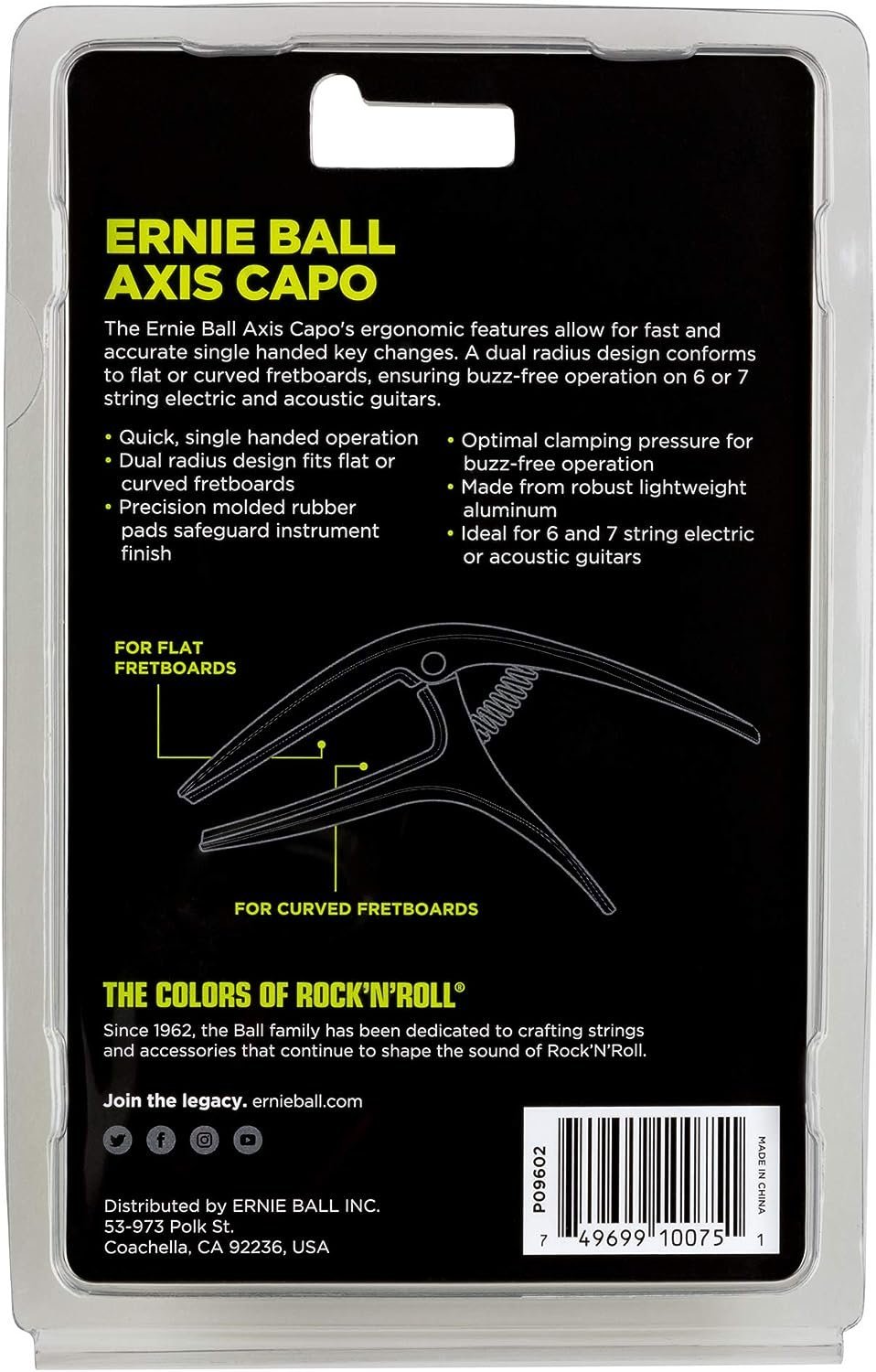 Ernie Ball Axis Dual Radius Capo, Bronze (P09602)