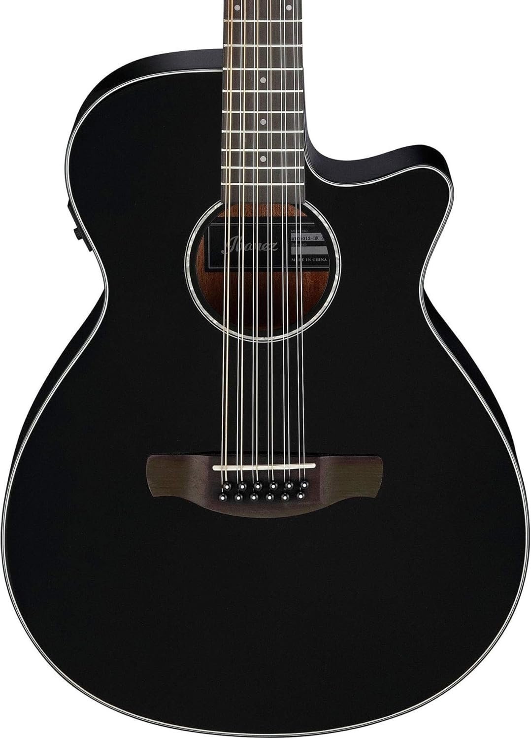 Ibanez AEG5012 AEG Series Single-Cutaway 12-String Acoustic-Electric Guitar, Black
