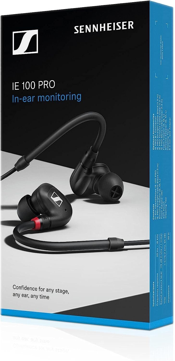 Sennheiser Professional IE 100 PRO Dynamic In-Ear Monitoring Headphones, Black