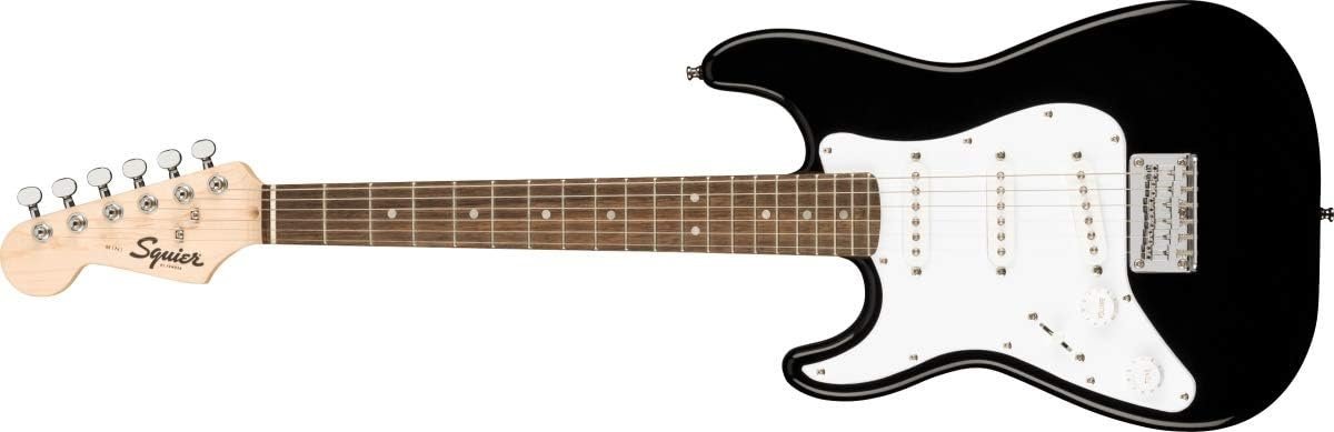 Squier Mini Stratocaster Electric Guitar, with 2-Year Warranty, Black, Laurel Fingerboard, Left-Handed