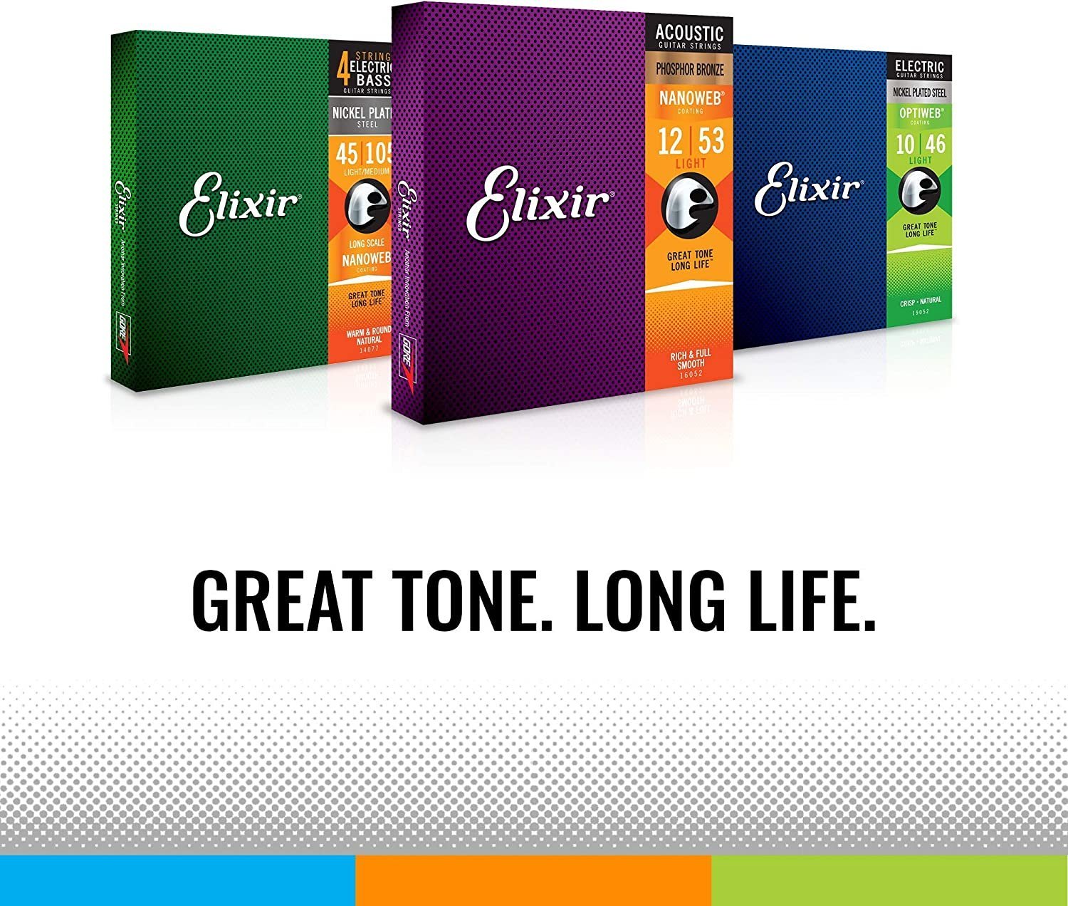 Elixir Strings Electric Guitar Strings w NANOWEB Coating, Light (.010-.046) 12052
