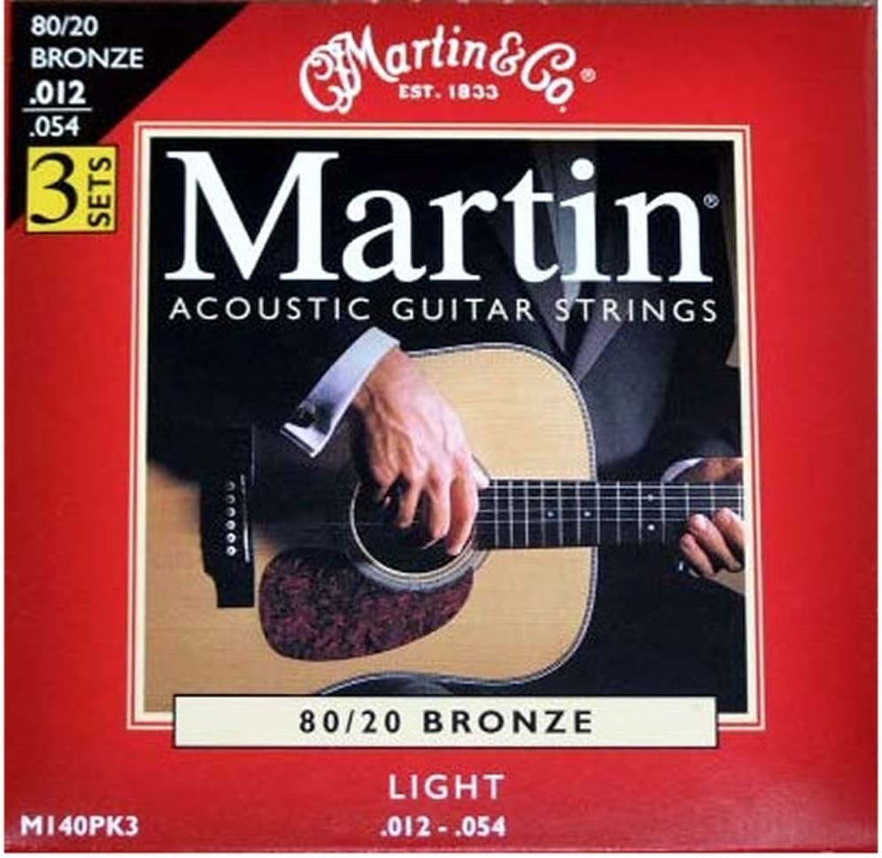 Martin M140 80/20 Acoustic Guitar Strings, Light 3 Pack