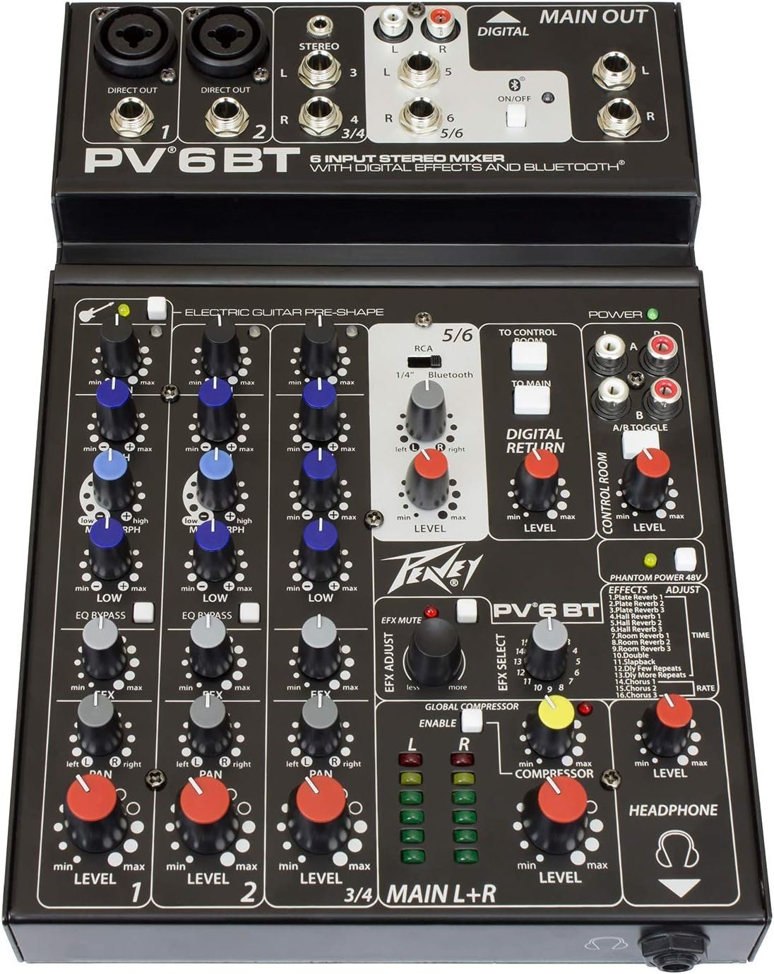 Peavey PV 6 BT 6 Channel Compact Mixer with Bluetooth