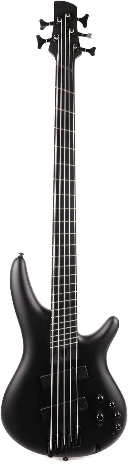 Ibanez SRMS625EXBKF SR Iron Label 5-String Multiscale Electric Bass Guitar (Right-Hand, Black Flat)