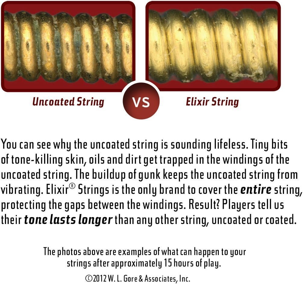 Elixir Strings - Acoustic 80/20 Bronze with NANOWEB Coating - Elixir Acoustic Guitar Strings - 12 String Light (.010-.047)