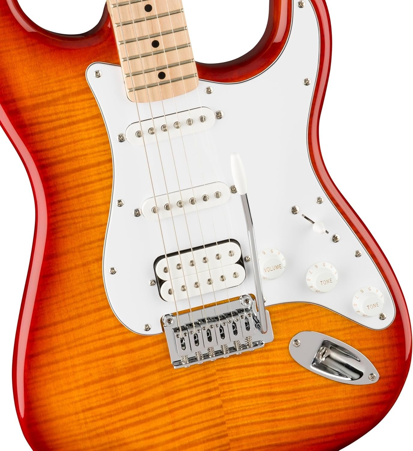 Affinity Series Stratocaster FMT HSS, Maple Fingerboard, White Pickguard, Sienna Sunburst