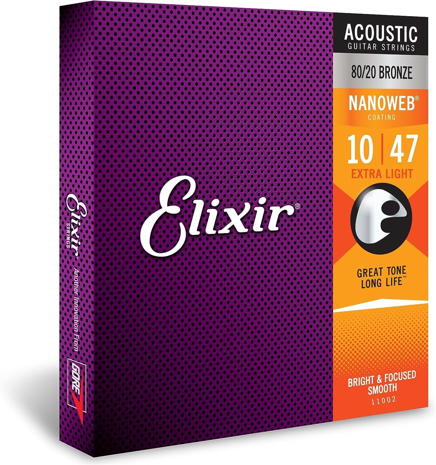 Elixir Strings - Acoustic 80/20 Bronze with NANOWEB Coating - Elixir Acoustic Guitar Strings - Extra Light (.010-.047)