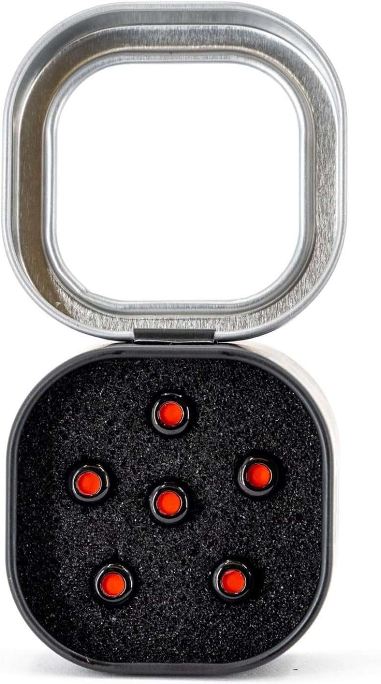 Martin Guitar LUXE by Martin Acoustic Guitar Bridge Pins, Acoustic Guitar Bridge-Pin Set, Gloss Black with Red Inlay, 6 Pins Per Pack