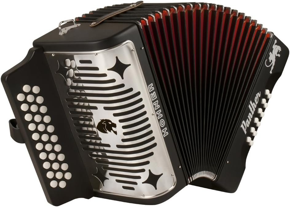 Hohner Panther G/C/F 3-Row Diatonic Accordion - Black