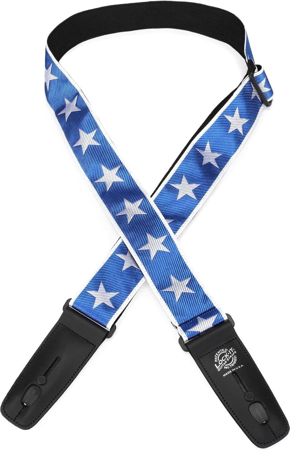 Lock-It Straps Cotton Guitar Strap - Jaquard White with Blue Stars