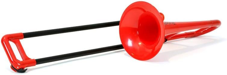PINSTRUMENTS Plastic Kids pBone Mini Trombone - Mouthpiece & Carrying Bag- Lightweight Versatile, Comfortable Ergonomic Grip- Eb Authentic Sound for Student & Beginner- Durable ABS Construction- Red