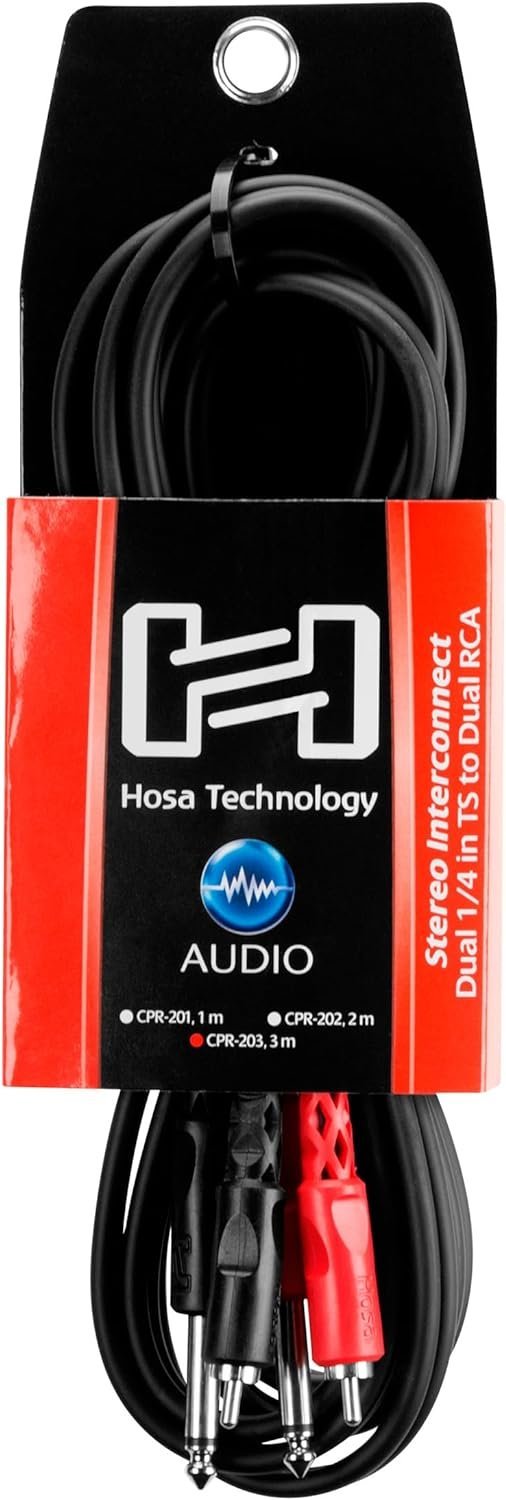 Hosa CPR-201 Dual 1/4" TS to Dual RCA Stereo Interconnect Cable, 1 Meter