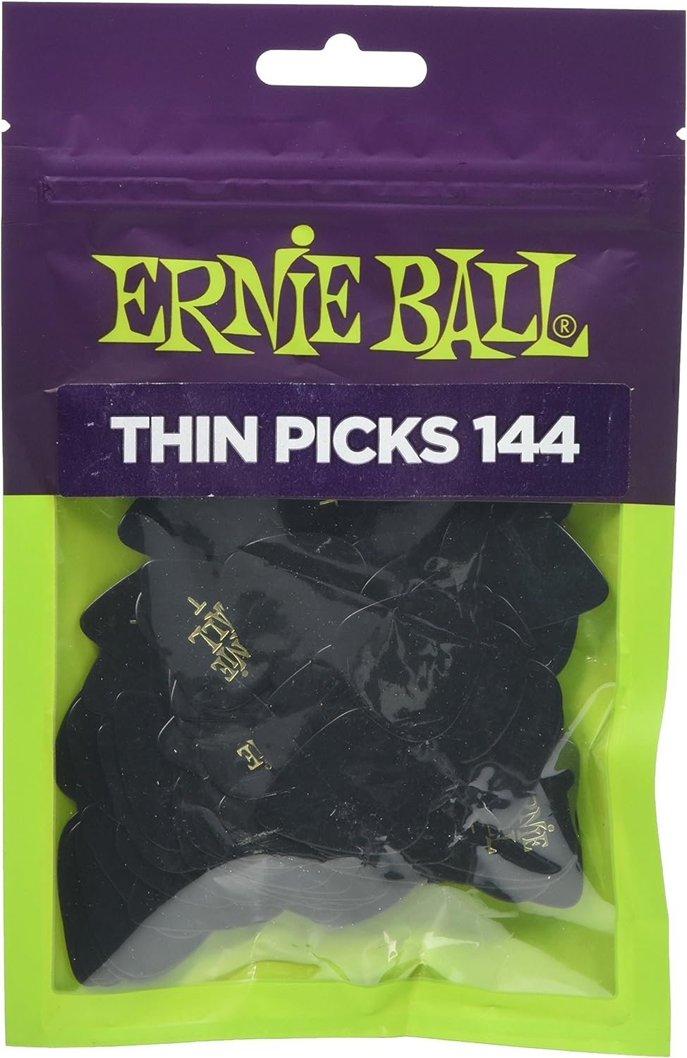 Ernie Ball Guitar Picks, Thin, Black, 144-pack (P09104)