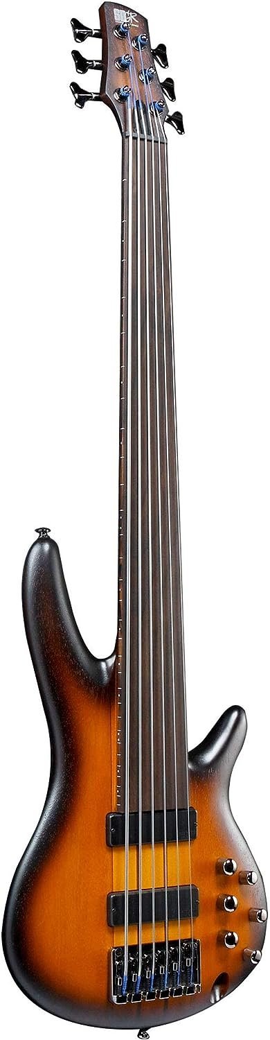 Ibanez SRF706 6-String Fretless Electric Bass Guitar Flat Brown Burst