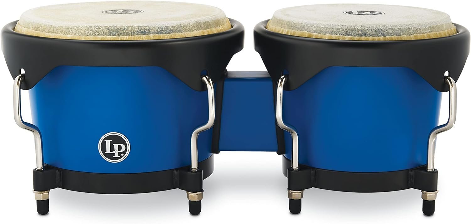 Latin Percussion Discovery Series 6-1/4-inch and 7 1/4-inch Bongo with Free Carrying Bag Drum, Race Car Blue, (LP601D-DB-K)