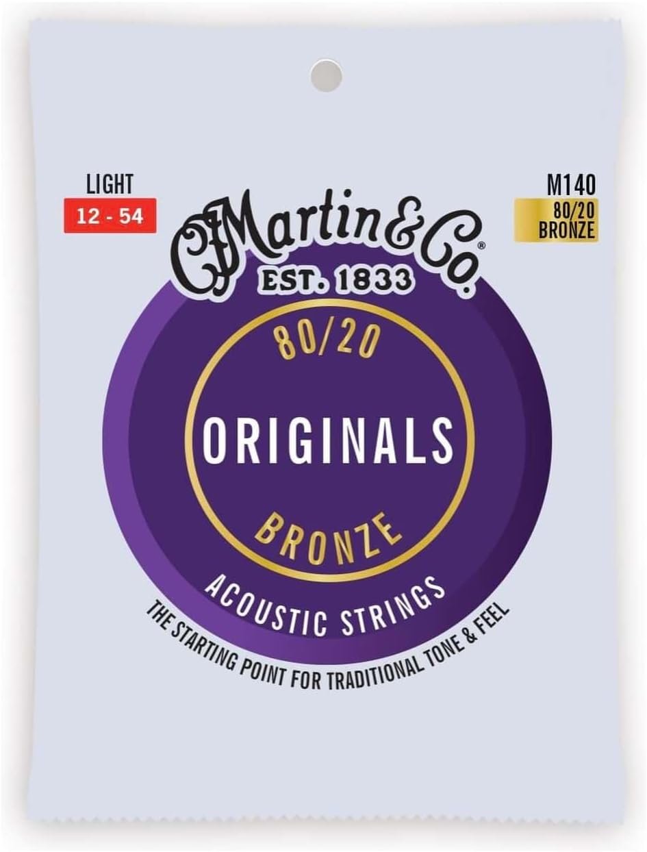 Martin Originals M140 Acoustic Guitar Strings, 80/20 Bronze Light, (41Y20M140)