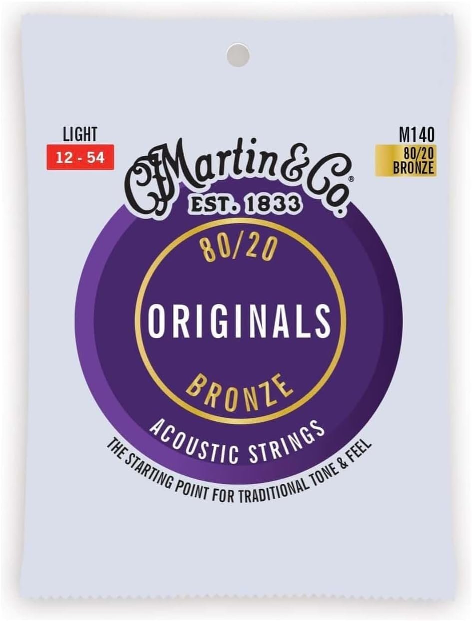 Martin Originals M140 Acoustic Guitar Strings, 80/20 Bronze Light, (41Y20M140)