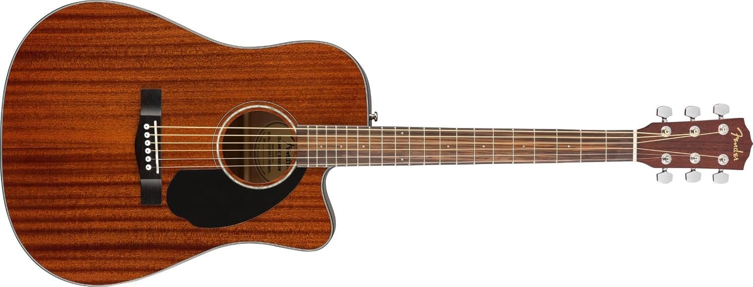 Fender CD-60SCE All-Mahogany Dreadnought Cutaway Acoustic Electric Guitar, with 2-Year Warranty, Fishman Pickup and Preamp System, Natural