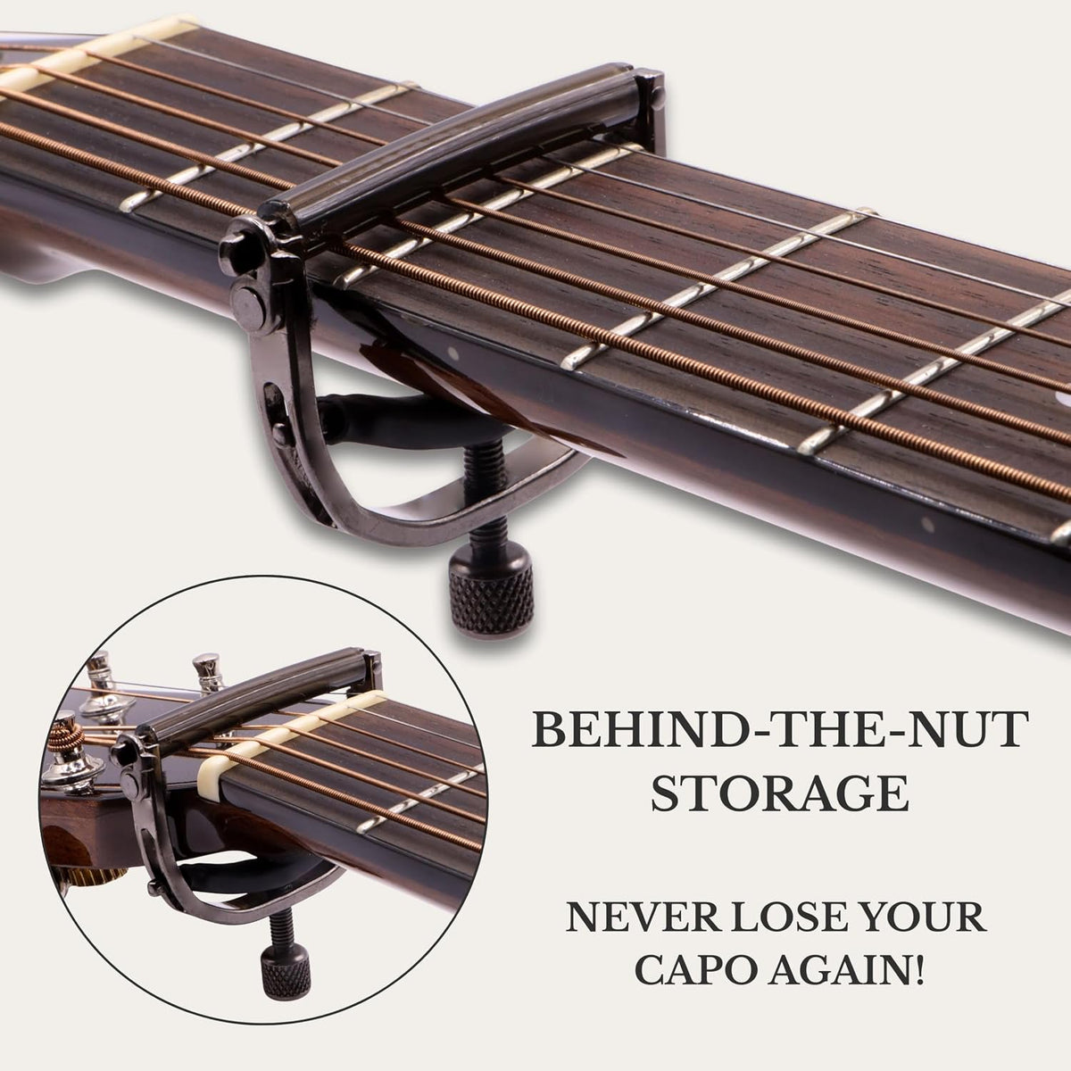 Paige 6-String Acoustic Guitar Capo, Smokey Black Finish
