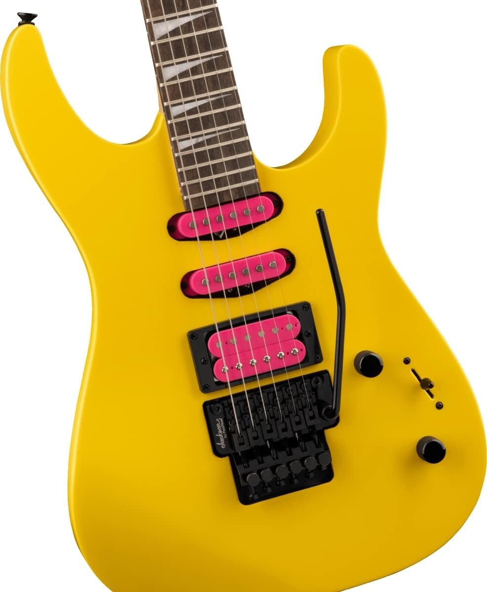 Jackson DK3XR HSS Caution Yellow w/Pink Pickups