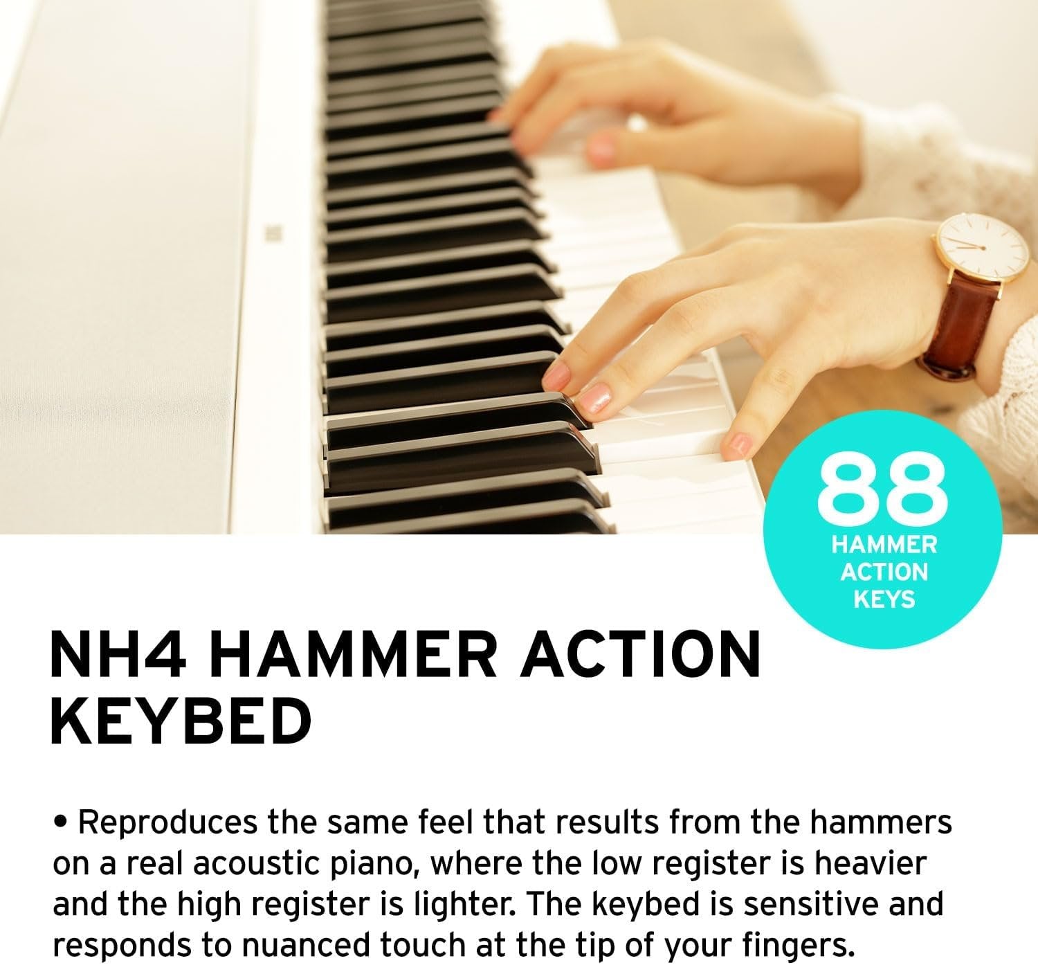 KORG B2 Portable Digital Piano with 88-Key Full Size Weighted Keyboard, Built-in Speakers, Music Stand, Sustain Pedal, and Power Supply (B2WH)