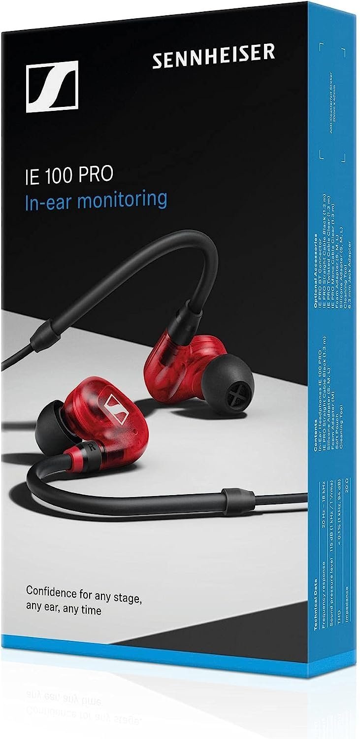 Sennheiser Professional IE 100 PRO Dynamic In-Ear Monitoring Headphones, Red