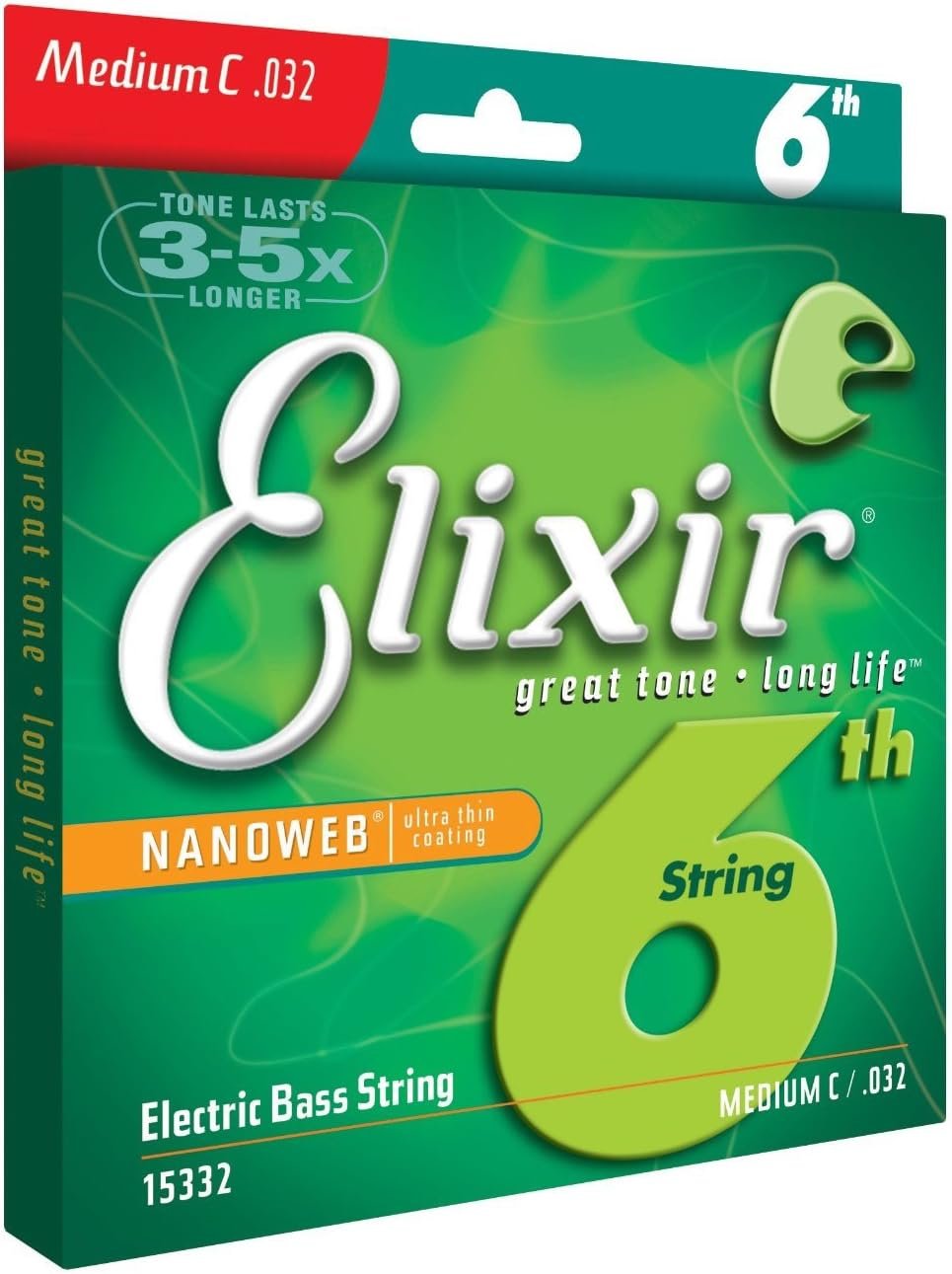 Elixir® Strings Nickel Plated Steel with NANOWEB® Coating, Custom Bass 6th String Single, Medium C (.032)