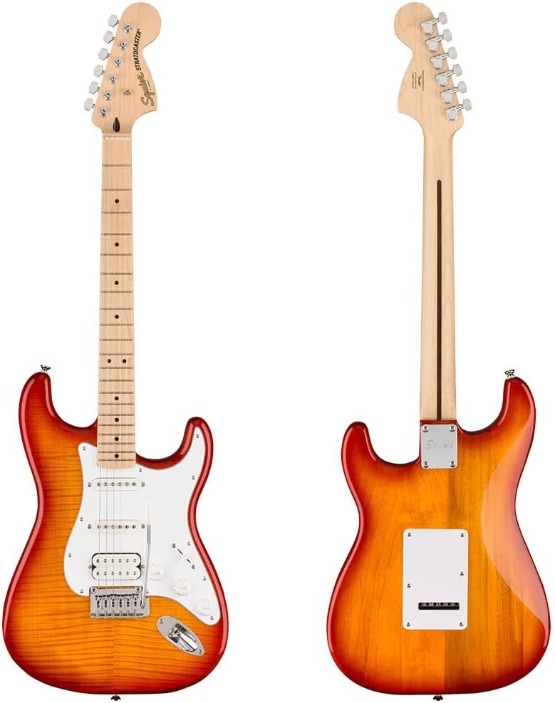 Squier Affinity Series Stratocaster FMT Electric Guitar, Sienna Sunburst, Maple Fingerboard