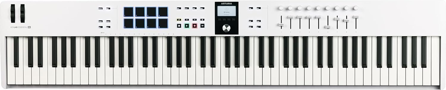 Arturia KeyLab Essential 88 mk3 — 88 key USB MIDI Controller Keyboard with Analog Lab V Software Included, White