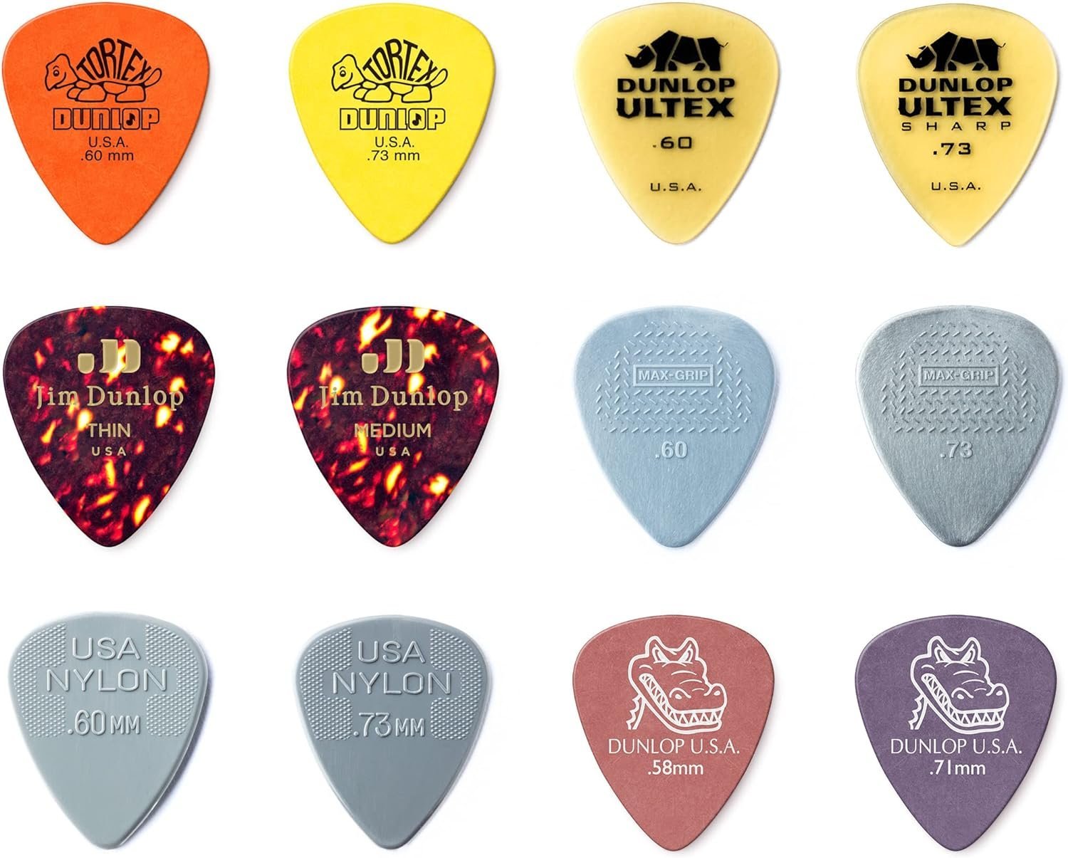JIM DUNLOP Pick Variety Pack, Assorted, Light/Medium, 12/Player's Pack