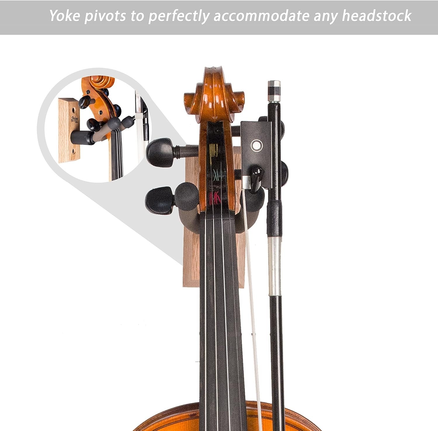 String Swing Violin Hanger Wooden Wall Mount for Home & Studio CC01V-O Hardwood Oak
