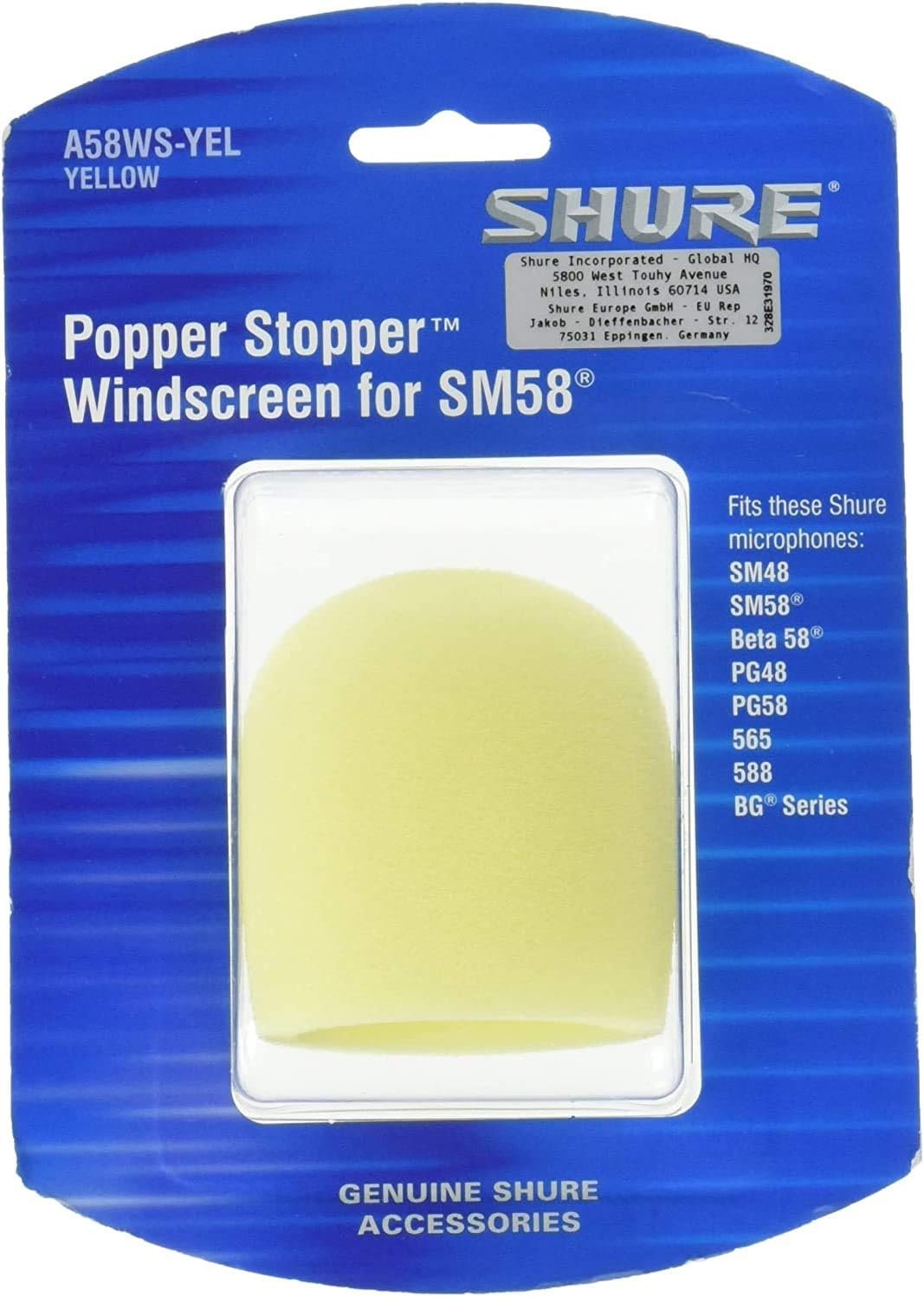 Shure A58WS-YEL Foam Windscreen for All Shure Ball Type Microphones, Yellow