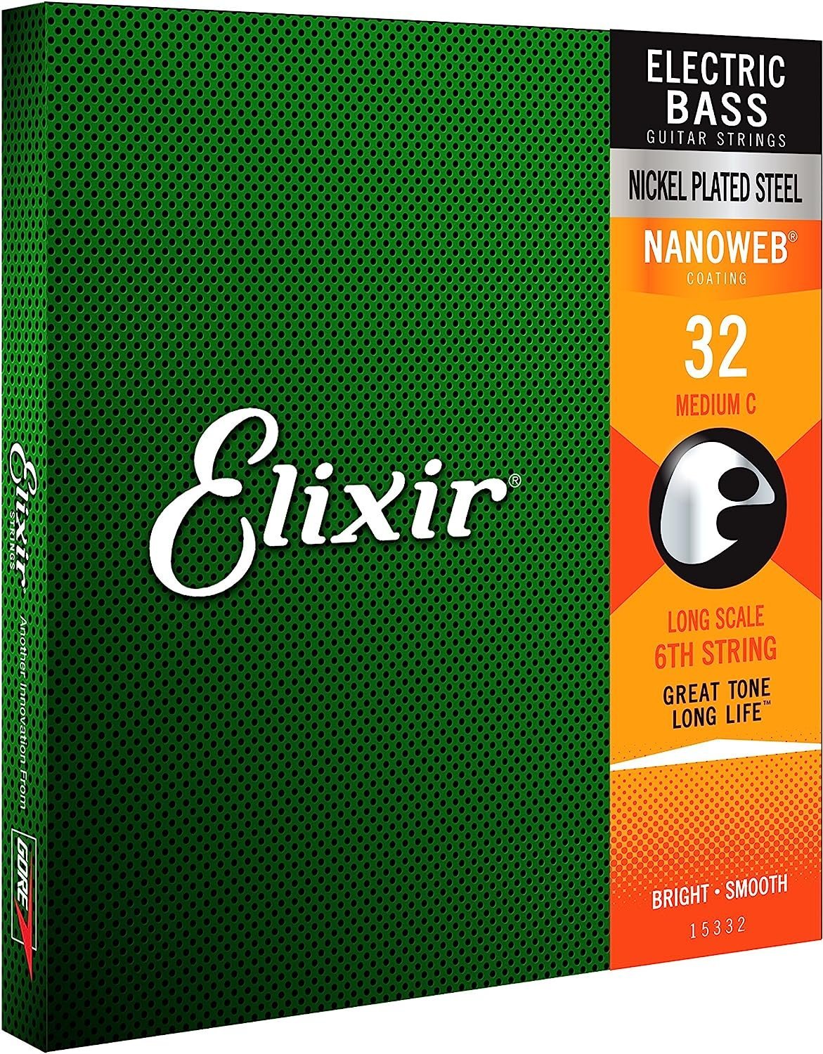 Elixir® Strings Nickel Plated Steel with NANOWEB® Coating, Custom Bass 6th String Single, Medium C (.032)