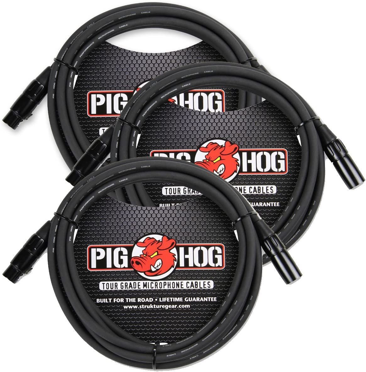 Pig Hog PHM10 8mm Tour Grade Mic Cable, XLR 10ft - 3-pack