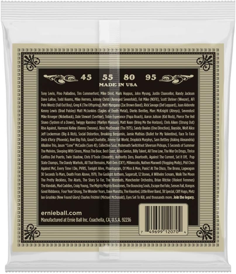 Ernie Ball Earthwood Slinky Phosphor Bronze Acoustic Bass Guitar Strings, 45-95 Gauge (P02070)