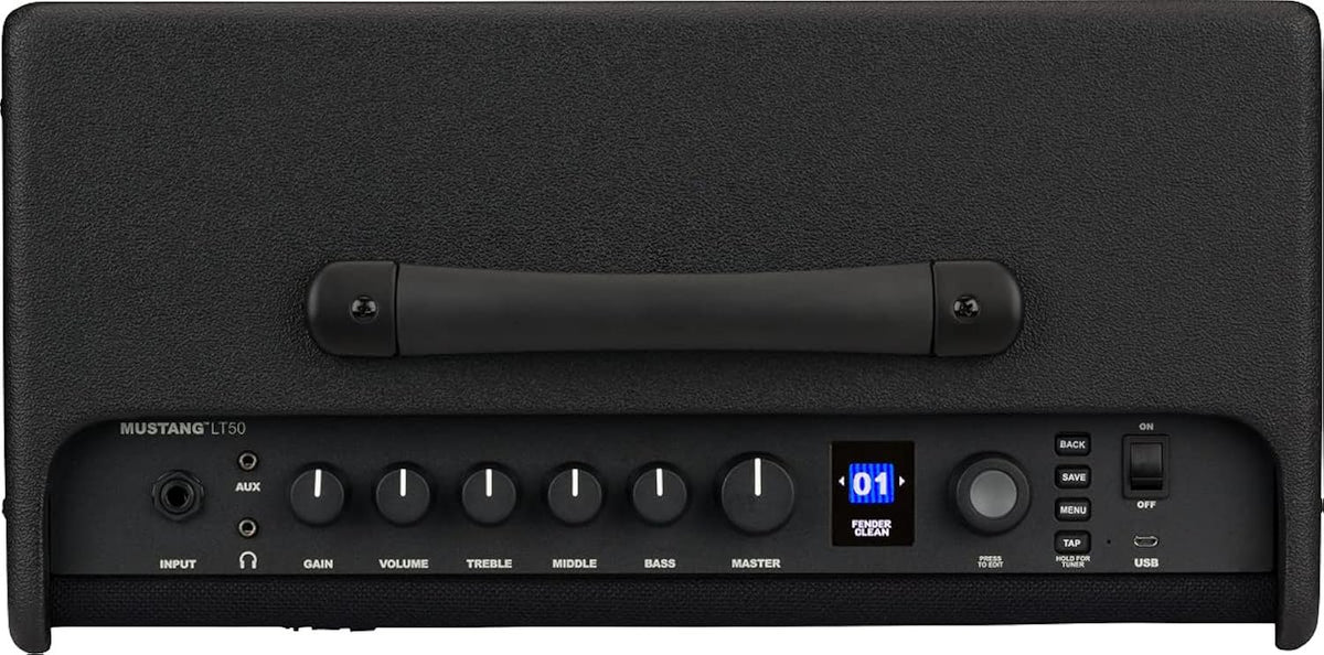 Fender Mustang LT50 Guitar Amp, 50 Watts, with 2-Year Warranty 30 Preset Effects with USB Audio Interface for Recording, Black