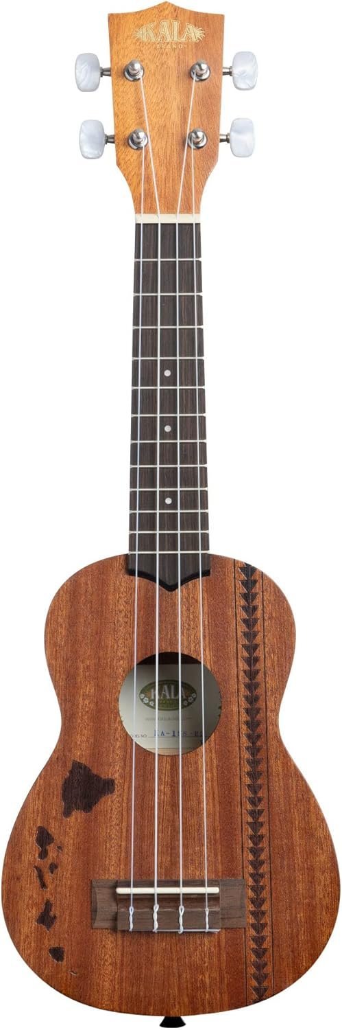 Kala 15S Satin Mahogany Ukulele with Hawaiian Island & Tattoo Laser Etching (KA-15S-H2)