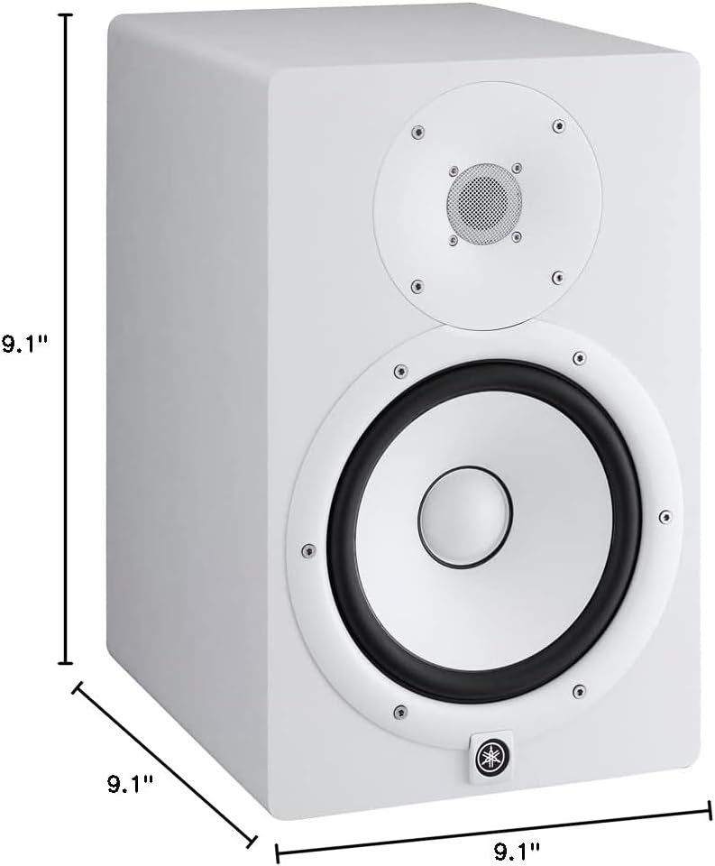 YAMAHA HS8 8-Inch Powered Studio Monitor (White, 2-Pack) Bundle (2 Items)