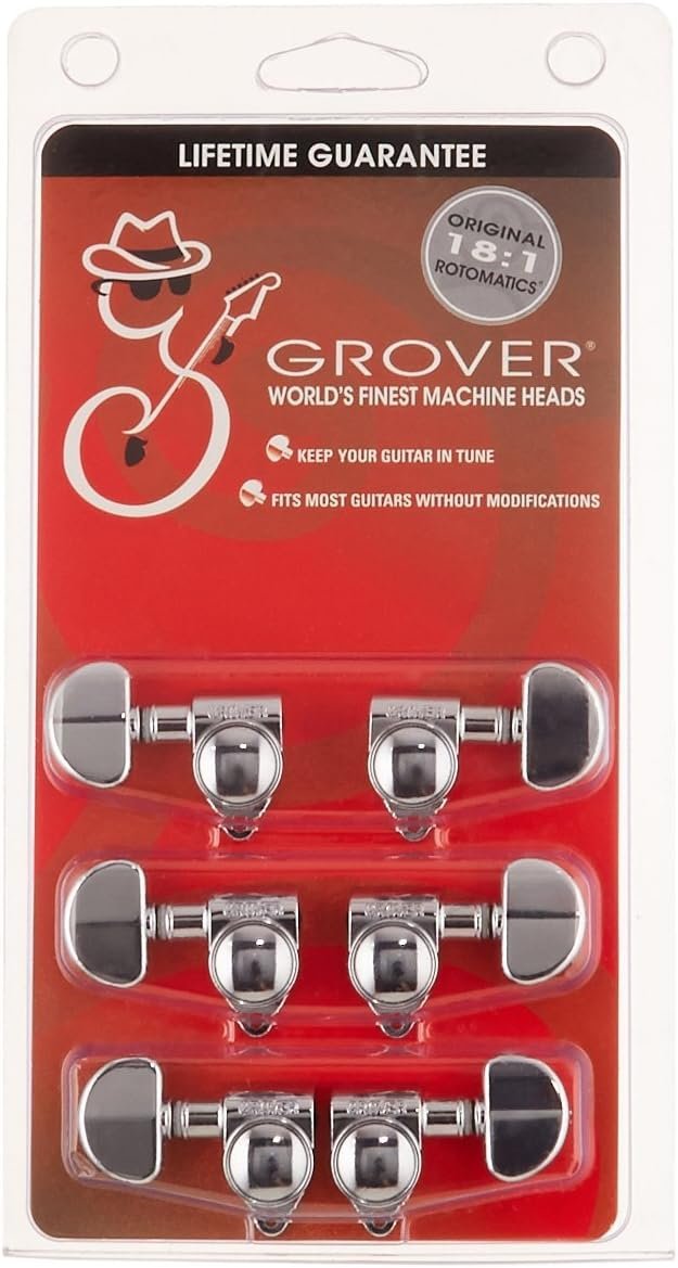Grover SPERZEL LOCKING 3 ON A SIDE KIGH POLISHED NICKLE PLATED WITH MOUNTING PARTS Machine Heads (102-18C)