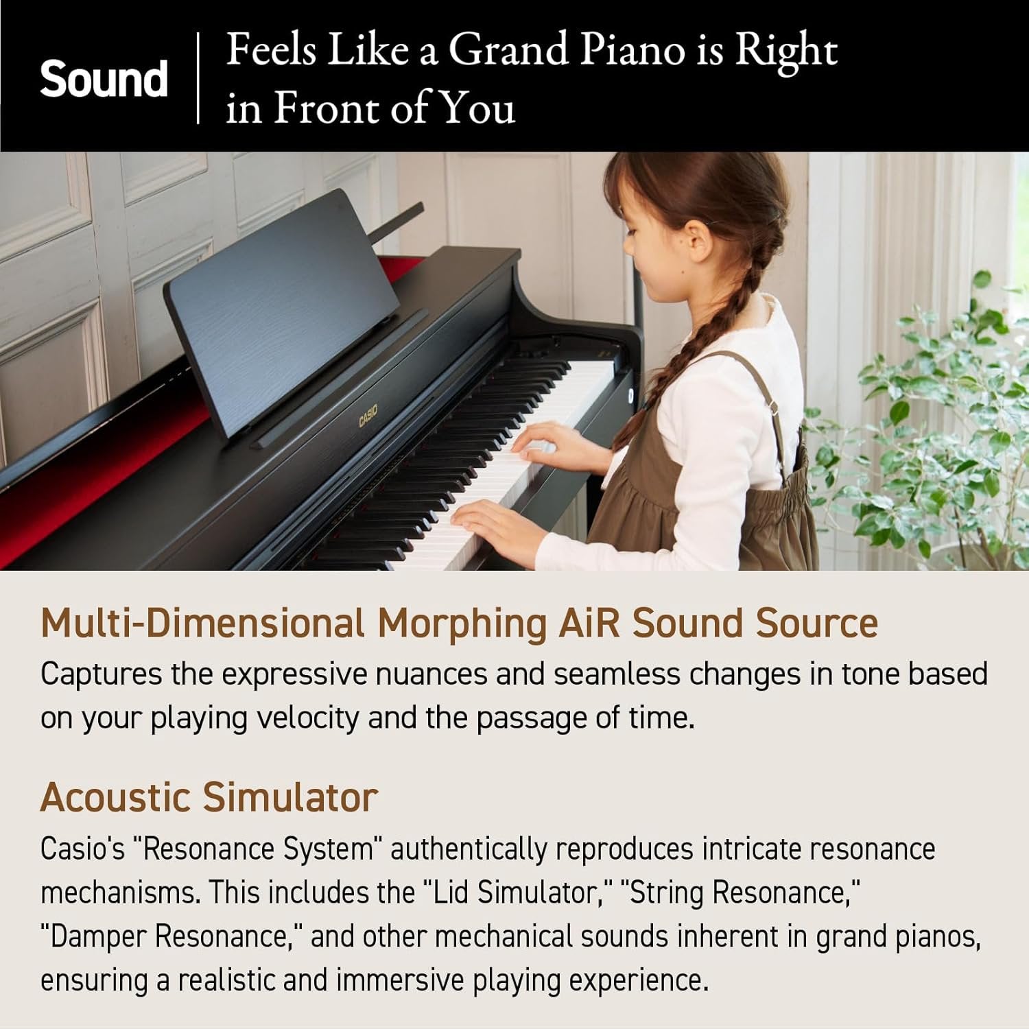 Casio CELVIANO AP-300 Console Digital Piano, with 88 Weighted Keys, 19 Tones, 40W Speaker System, Bluetooth Audio/MIDI, USB, Rosewood Finish (AP-300BN)