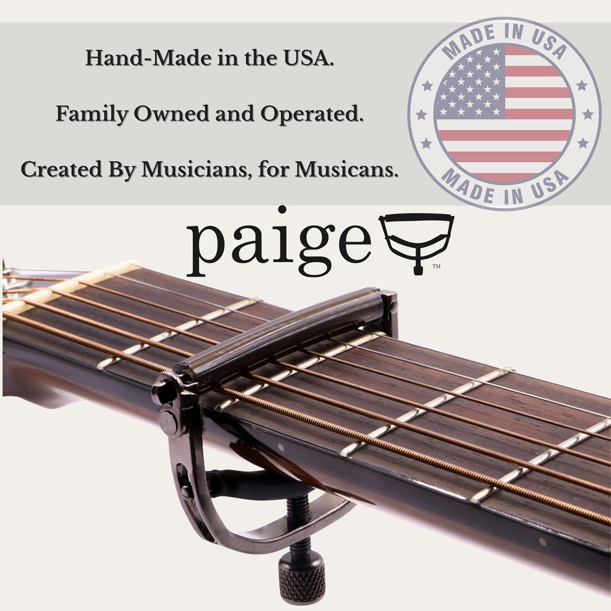 Paige 6-String Acoustic Guitar Capo, Smokey Black Finish