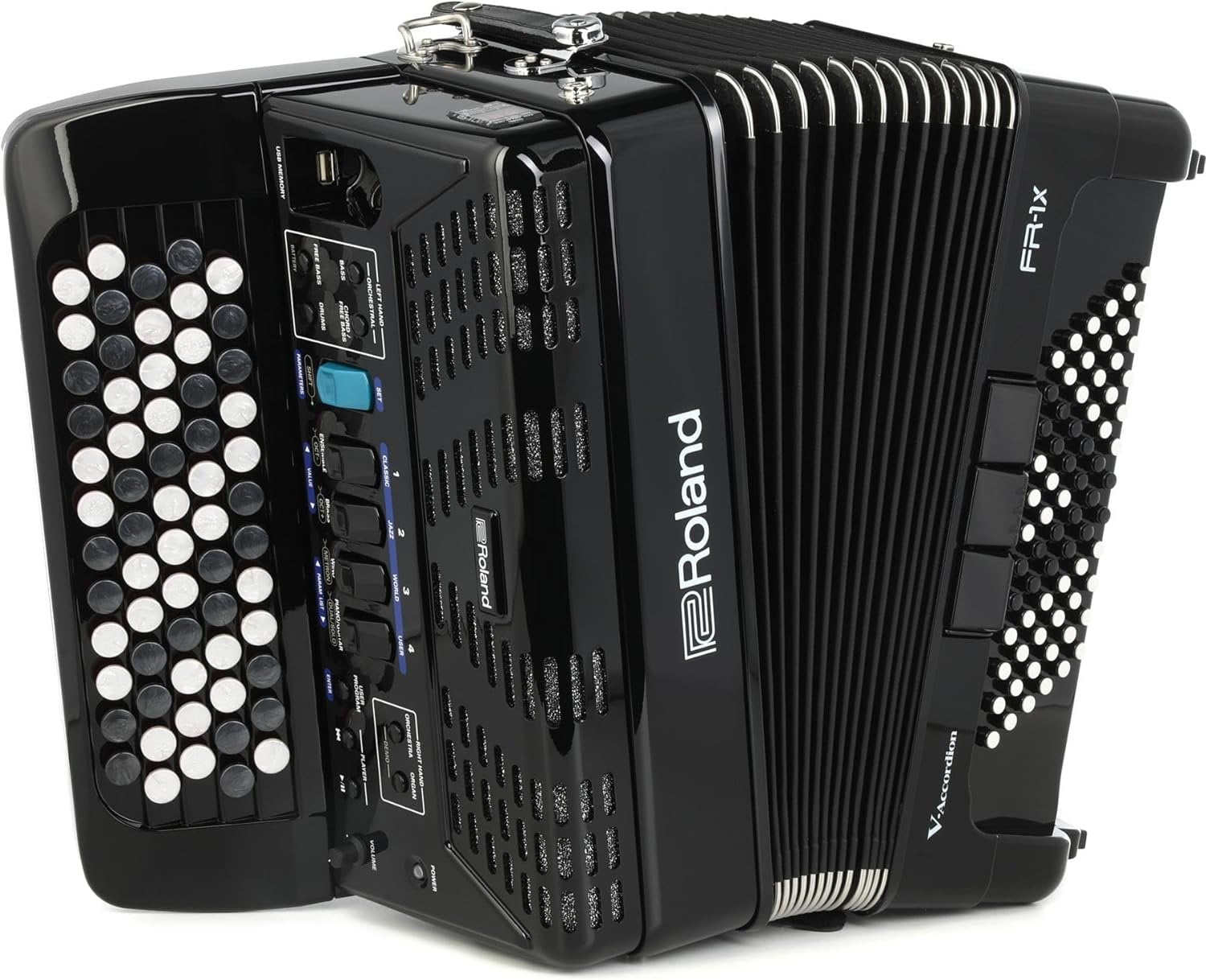 Roland FR-1XB Premium V-Accordion Lite with 62 Buttons and Speakers, Black